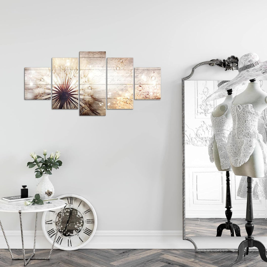 Runa Art Wandbilder Pusteblume 5 Teilig Bild auf Vlies Leinwand Deko Wohnzimmer Schlafzimmer Abstrak