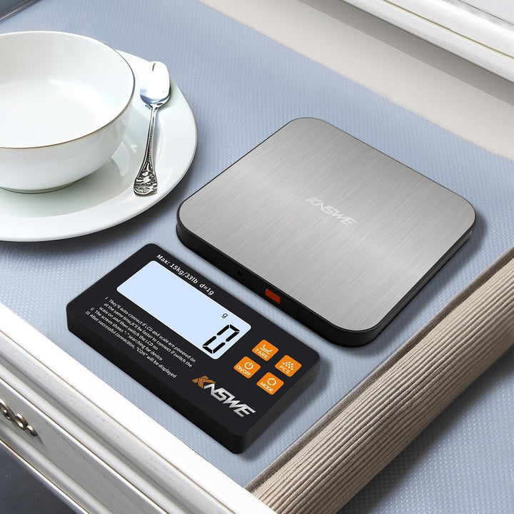 Waage Küchenwaage Digital mit Wireless Geteilt LCD-Display 1g/15kg Genau Feinwaage Küche 304 Edelsta