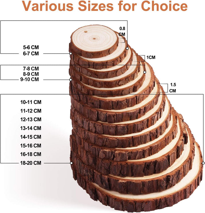 Fuyit Holzscheiben 20 Stücke Holz Log Scheiben 9-10cm Unvollendete Ungebohrte ohne Loch für DIY Hand