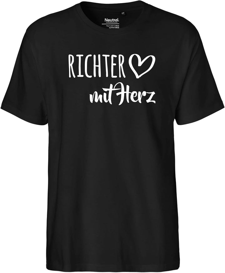 Herren T-Shirt Richter mit Herz Geschenk Oberteil Grösse S-3XL Bio Baumwolle Fairtrade Richter Gesch