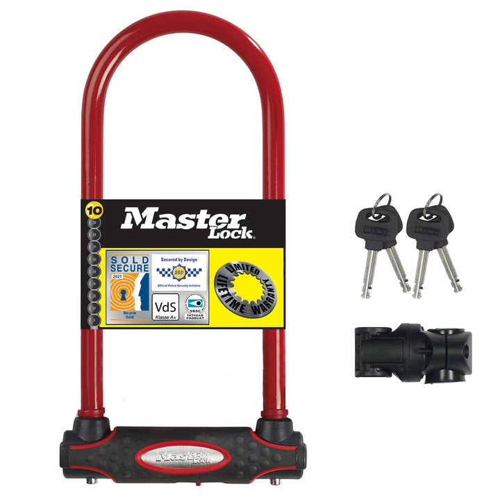 MASTER LOCK Bügelschloss [Schlüsselschloss] [mit Halterung] [Zertifiziertes Fahrrad Schloss - Secure