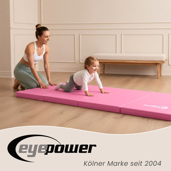 eyepower klappbare Turnmatte für Zuhause 180x60x5 cm - dicke Gymnastikmatte - Weichbodenmatte faltba