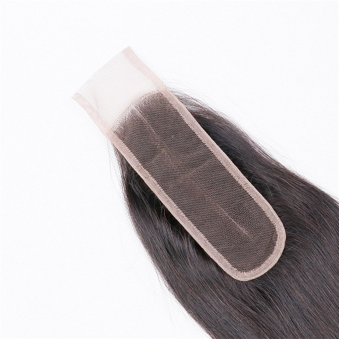 Huarisi 2x6 Closure Human Hair 12 Inch Brazilian Virgin Straight Free Part Closure with Baby Hair Sw