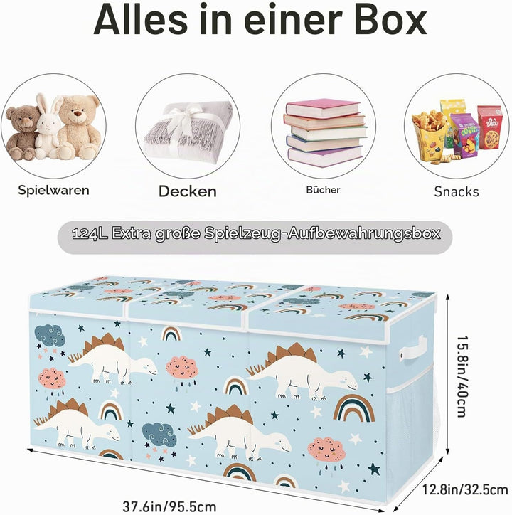 omedecal Spielzeugkiste Aufbewahrungsbox mit Deckel Kinder 96 x 32 x 40 cm, Faltbare und Platzsparen