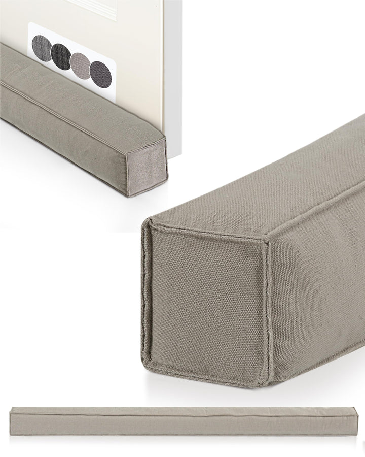 Beautissu Zugluftstopper für Türen 100cm – Wärmeschutz & Kälteschutz Türluftstopper Hellgrau – Stoff
