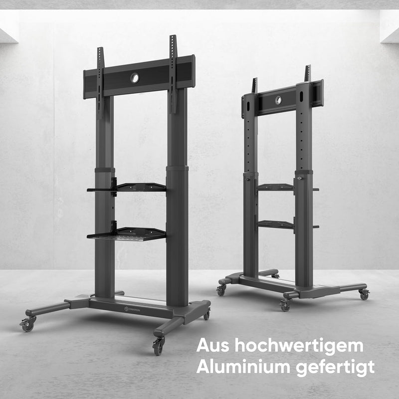 ONKRON TV Standfuss Fernseher aus Aluminium - TV Ständer rollbar & höhenverstellbar 40-80 Zoll LED P