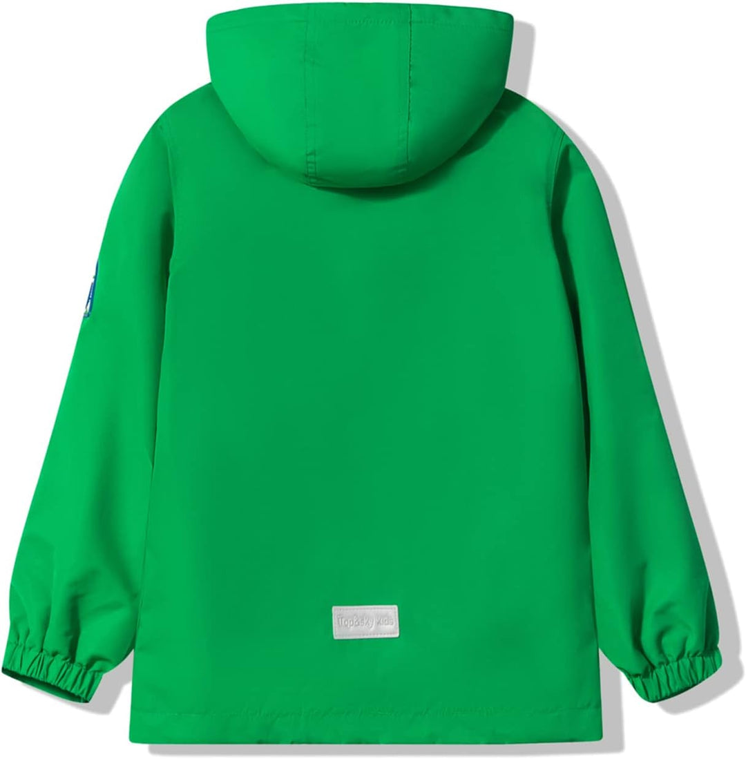 YoungSoul Kinder wasserdichte Regenjacke mit Abnehmbarer Kapuze 104-110 Grün, 104-110 Grün