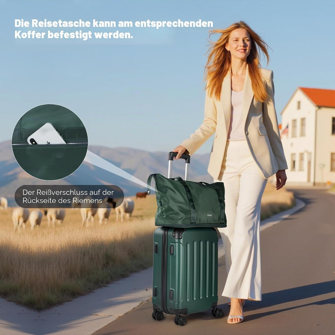 Reisekoffer Set 4-teilig, Trolley Kofferset mit 1 Reisetasche, 1 Kulturbeutel, Rollkoffer Handgepäck