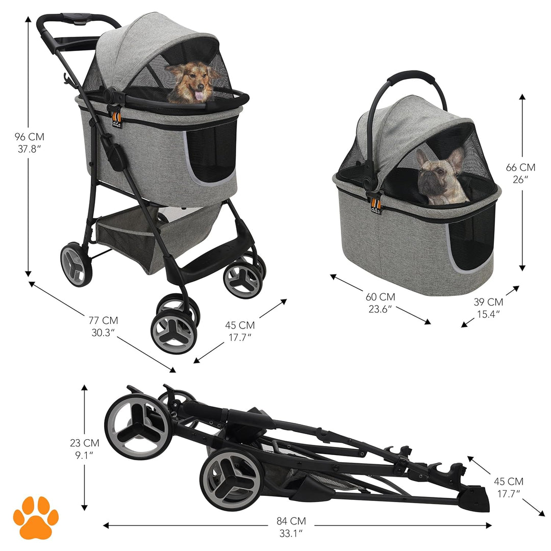 MY DUQUE – Modell CECE 2 in 1 Hundebuggy und Transportbox für Hunde | Faltbare Hundebox mit Extrakor