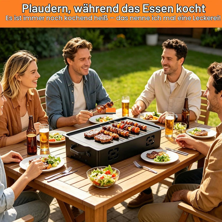BBQ Warmhalteplatte, Aluminium Grill Heizplatte Antihaft Speisenwärmer Grill Warmhaltebehälter Speis