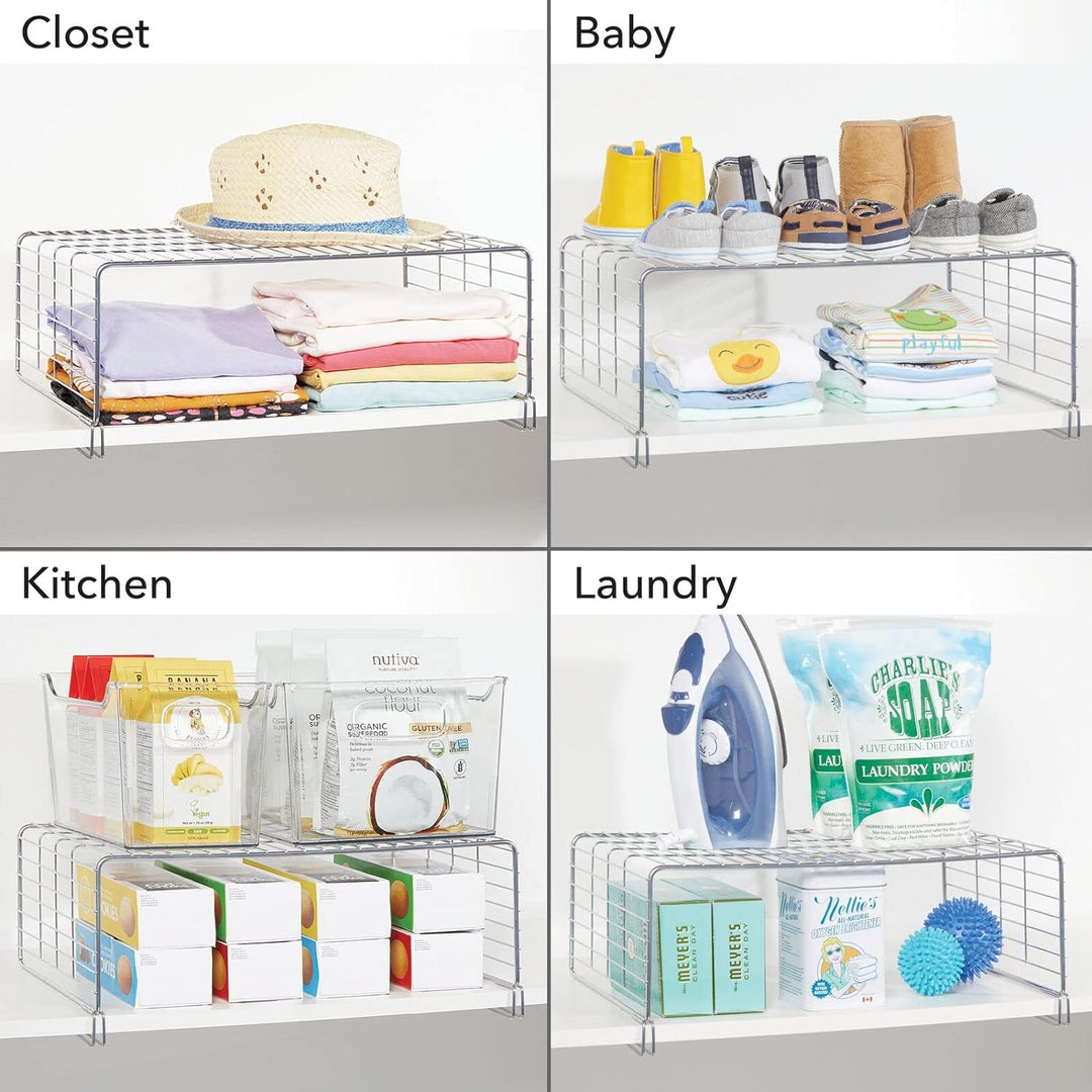mDesign 2er-Set Drahtkorb für den Kleiderschrank – moderner Schrank Organizer mit 2 Ebenen für Kleid