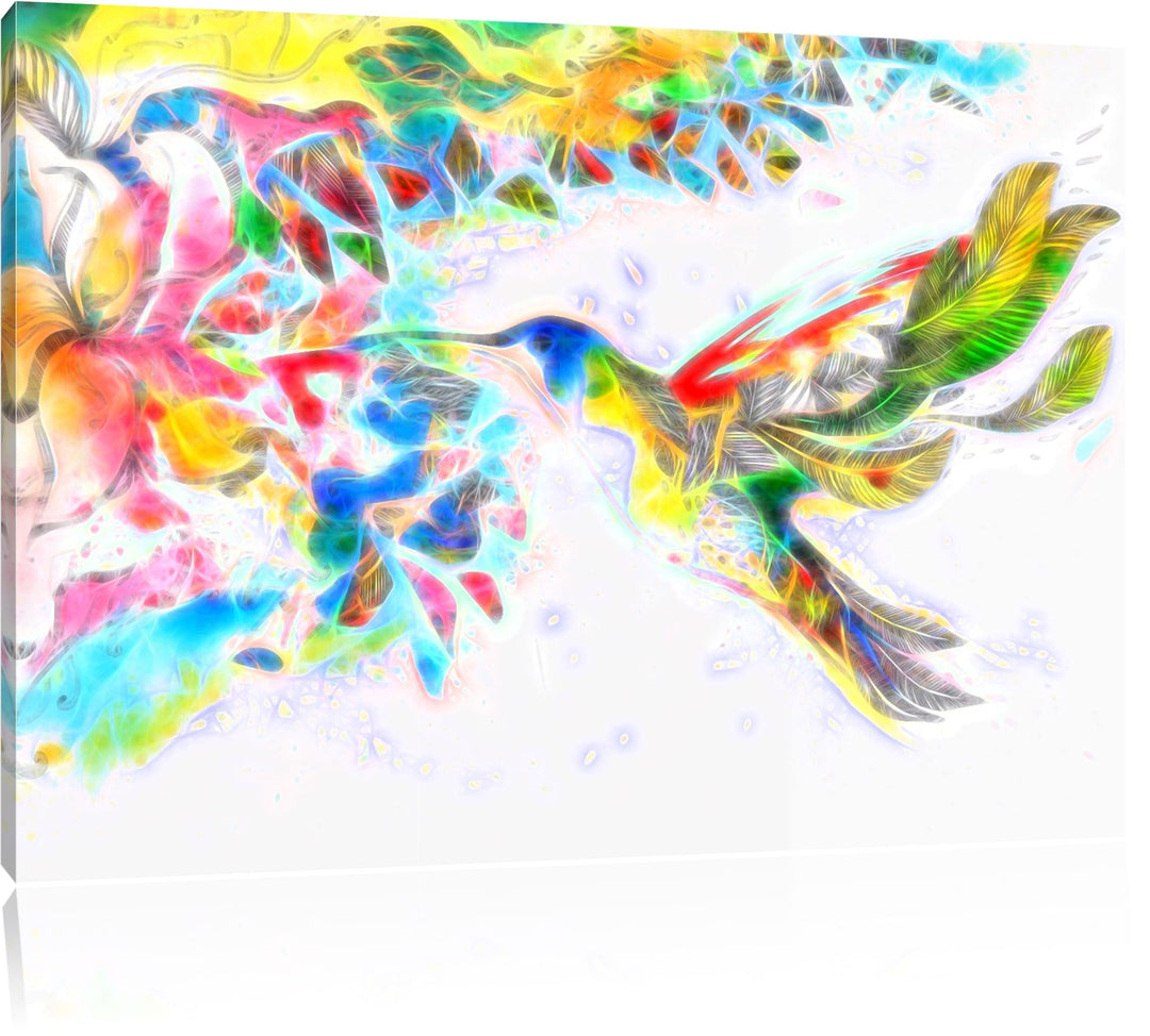 Kolibri Kunst Deluxe Format: 100x70 cm auf Leinwand, XXL riesige Bilder fertig gerahmt mit Keilrahme