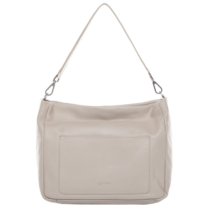 BACCINI Hobo Bag REMI aus Nappa-Leder I Beuteltasche für Damen I Schultertasche handgefertigt Ivory,