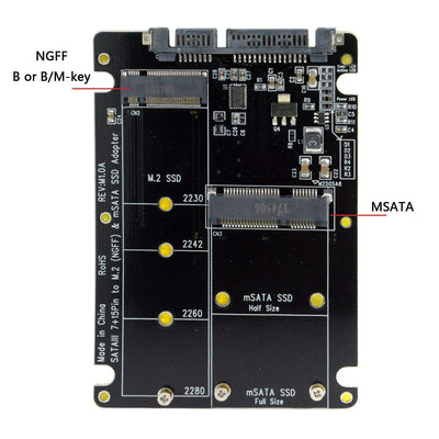 chenyang CY M.2 Msata SSD Adapter,2 in 1 Combo M.2 NGFF B-Key B/M-Key & Msata SSD to SATA 3.0 Adapte