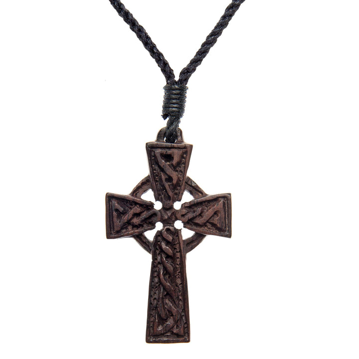 81stgeneration Frauen Männer Holz Keltisch Irish Kreuz Religiöse Anhänger Halskette