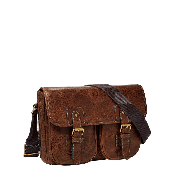Fossil Herren Greenville Leder Messenger Bag, MBG9560222 40,7 cm L x 7,0 cm B x 29,3 cm H Hell Braun
