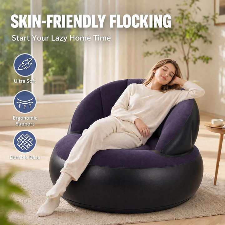 Aufblasbares Sofa, Wasserdichtes Aufblasbarer Sessel mit Fusspumpe, Aufblasbare Couch mit Beflockter
