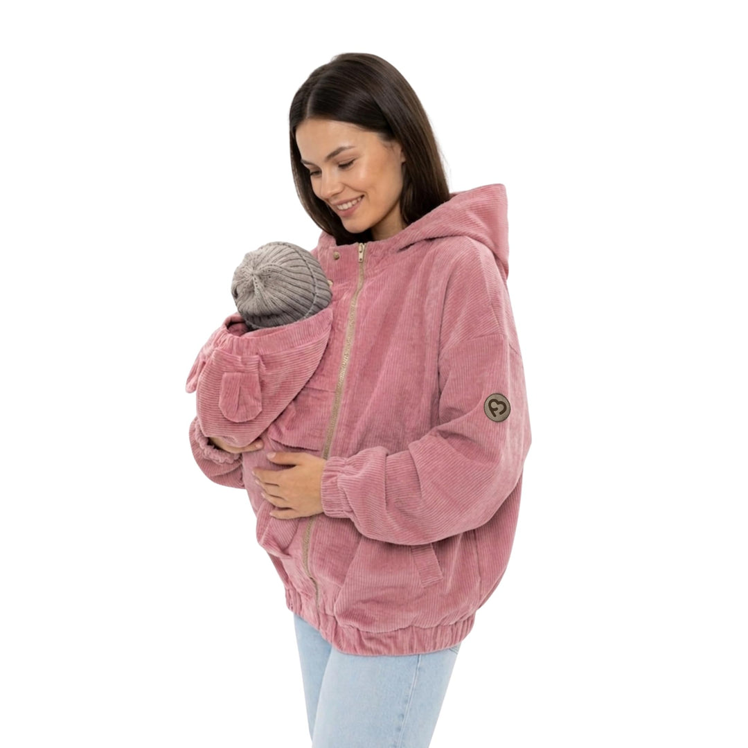 fun2bemum Cordjacke 3 in 1 Tragejacke Baby Umstandsjacke Oversize Herbstjacke für Mama mit Babytrage