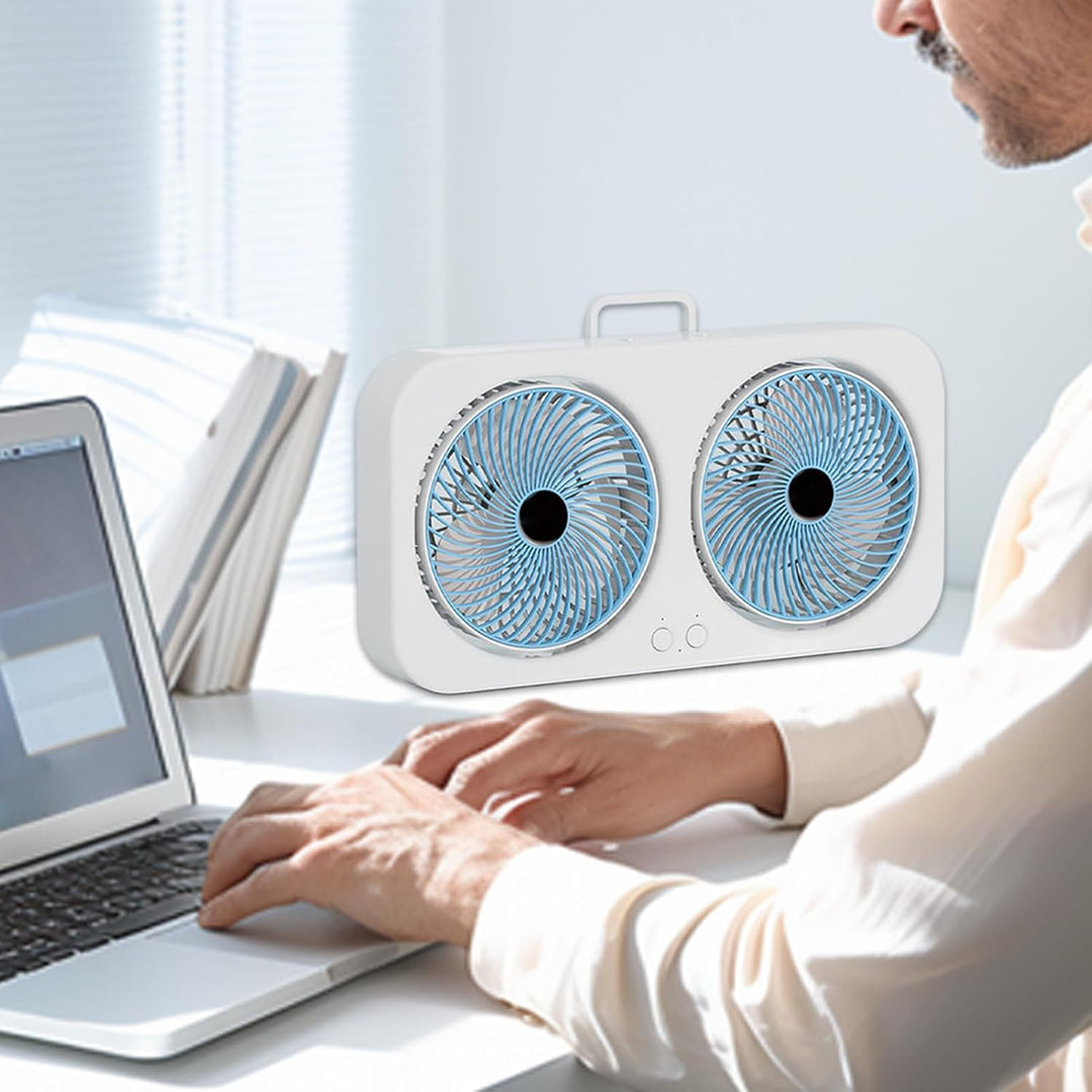 Schreibtischventilator,Luftkühler Mit Doppelkopf-Design & Tragbar - USB-Aufladbarer Leiser Ventilato