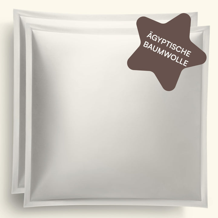 Mako Satin Kissenbezug 2er Set Kissenbezüge 70x90 cm, 100% ägyptische Baumwolle (Zertifiziert), beig