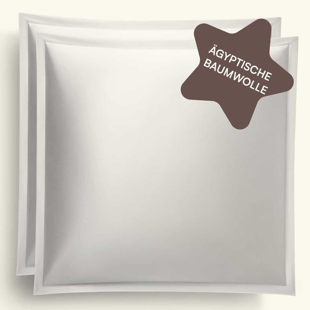 Mako Satin Kissenbezug 2er Set Kissenbezüge 70x90 cm, 100% ägyptische Baumwolle (Zertifiziert), beig