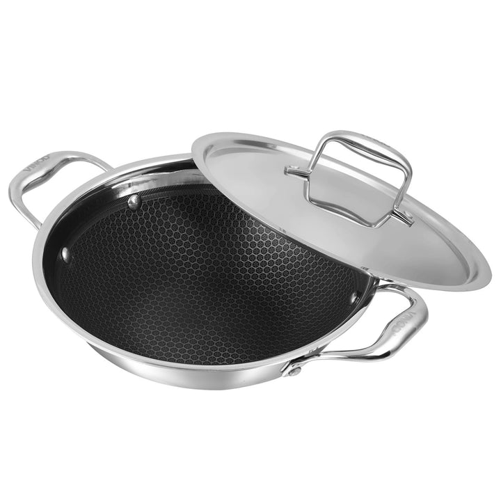 Vinod SAS Pro Platinum Triply Stainless Steel Kadai - 22 cm, 1,8 L | HexaShield Design Stick-resista