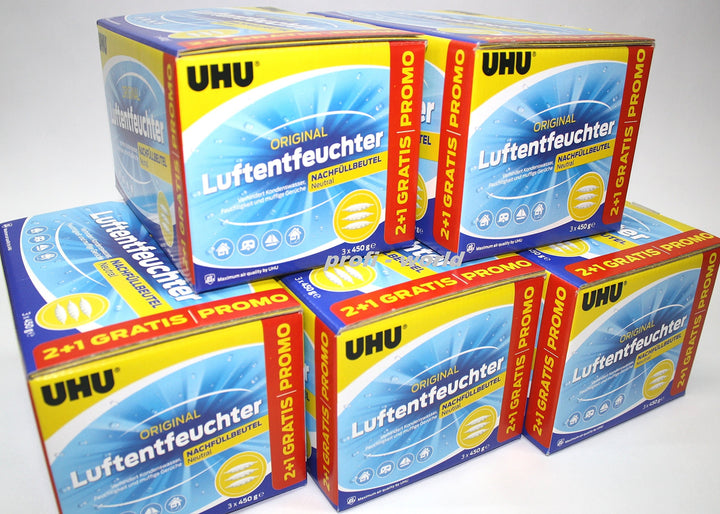 UHU Luftentfeuchter Nachfüllbeutel 15 x 450g ( 5 Pack 2+1 ) AIR-MAX PROMO-Pack - Neue Aufmachung - b