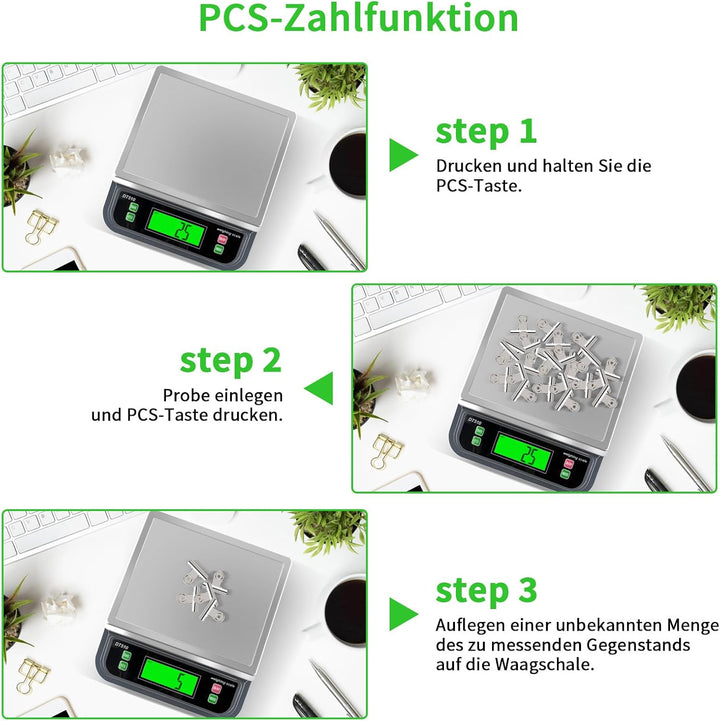 LICHUXIN Küchenwaage digital 40kg/88lb, mit grossem LCD-Display waage digital mit PCS zählen Und Tar