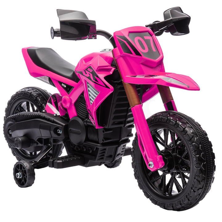 AIYAPLAY Elektro Kindermotorrad Elektromotorrad mit Hupe, Kinder 3 km/h Elektro Motorrad mit 2 Stütz