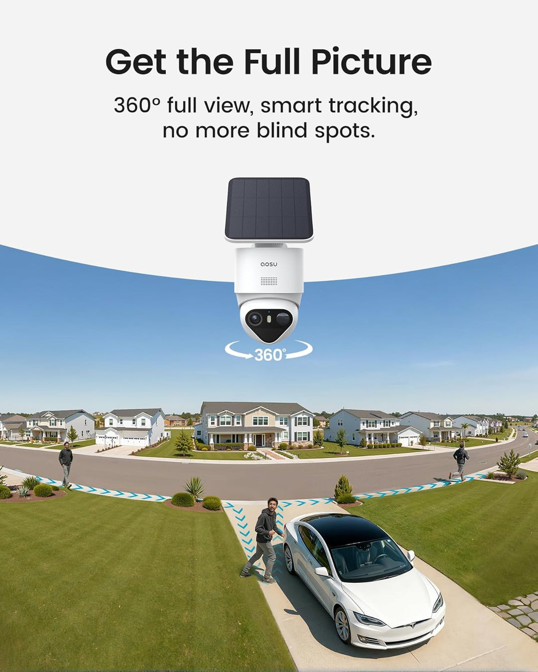 aosu T2 Ultra 4K UHD Überwachungskamera Aussen Solar Akku für aosuCortex, 2 Cam-Kit, TrueColor Nacht