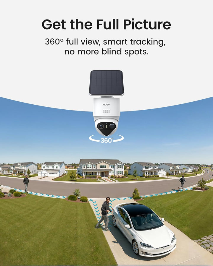 aosu T2 Ultra 4K UHD Überwachungskamera Aussen Solar Akku für aosuCortex, 2 Cam-Kit, TrueColor Nacht