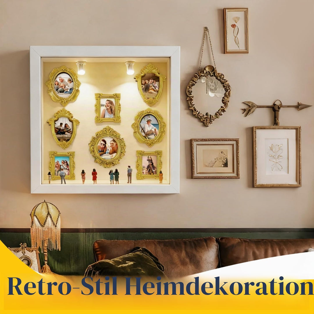 DIY Mini Museum Silhouettenbox mit Licht, Shadow Box Bilderrahmen Set, Museum of us, Foto Erinnerung