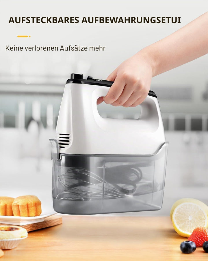 Elektrischer Handmixer für die Küche, 400 W, mit Aufbewahrungstasche, 6 Geschwindigkeiten und Turbo,