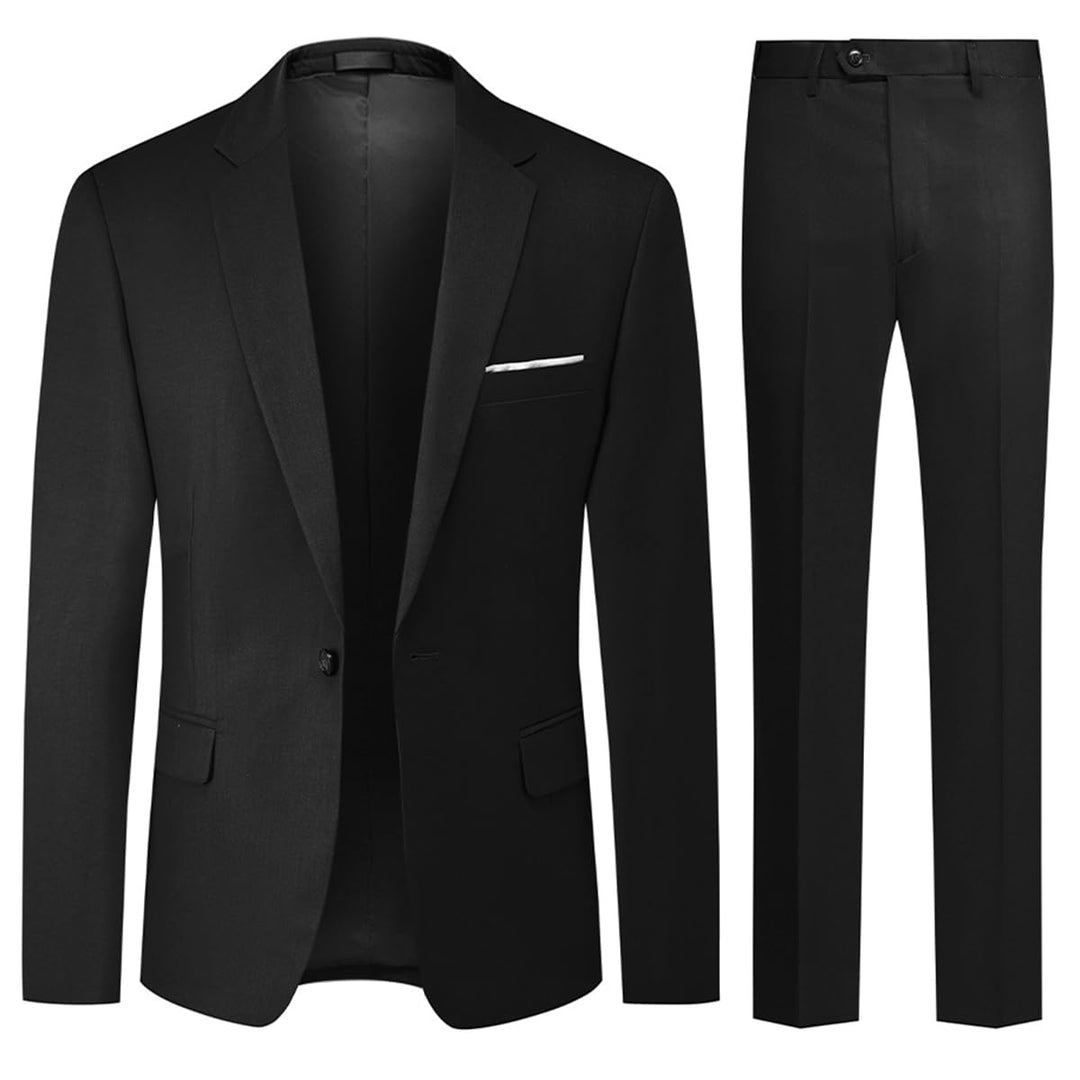 Allthemen Anzug Herren 2 Teilig Slim Fit Hochzeitanzug EIN Knopf Smoking Anzüge Sakko Hose XS Schwar