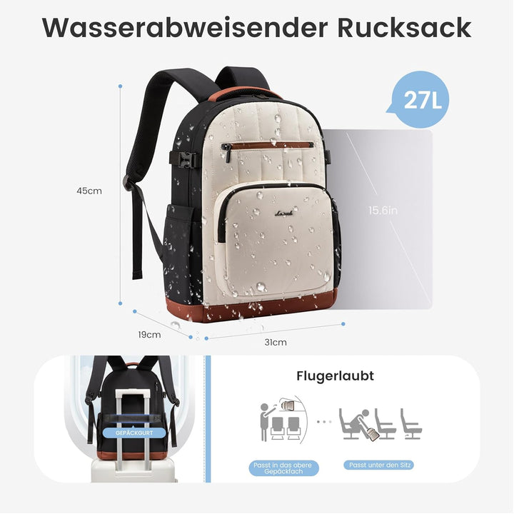LOVEVOOK Rucksack Damen, 15,6 Zoll Leichter Schulrucksack Teenager mit Laptopfach, Puffer Wasserdich