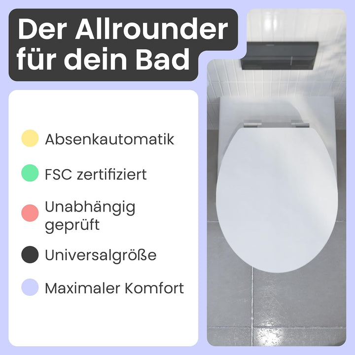 instmaier WC Sitz weiss | weisser Toilettensitz mit Absenkautomatik | Klodeckel aus MDF-Holz | geprü