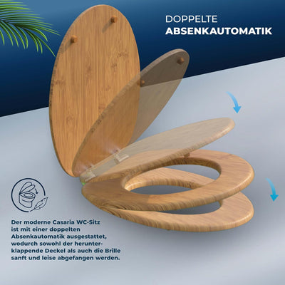 CASARIA® WC Sitz Doppelte Absenkautomatik MDF Holzkern hygienisch Rostfreie Scharniere 175kg Bad Toi