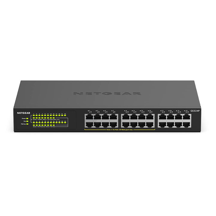 NETGEAR GS324P 24 Port Gigabit Ethernet LAN PoE Switch (mit 16x PoE+ 190W, Plug-and-Play Netzwerk Sw