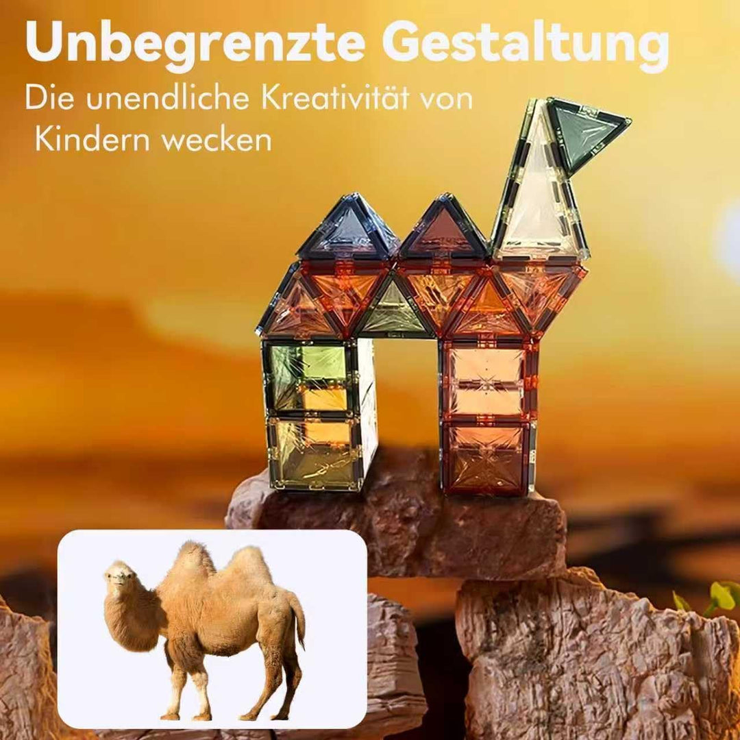 100 Magnetische Bausteine mit 2 Autos, STEM-Bauspielzeug, Kinderspiel zum Zusammenbauen, Lernspielze