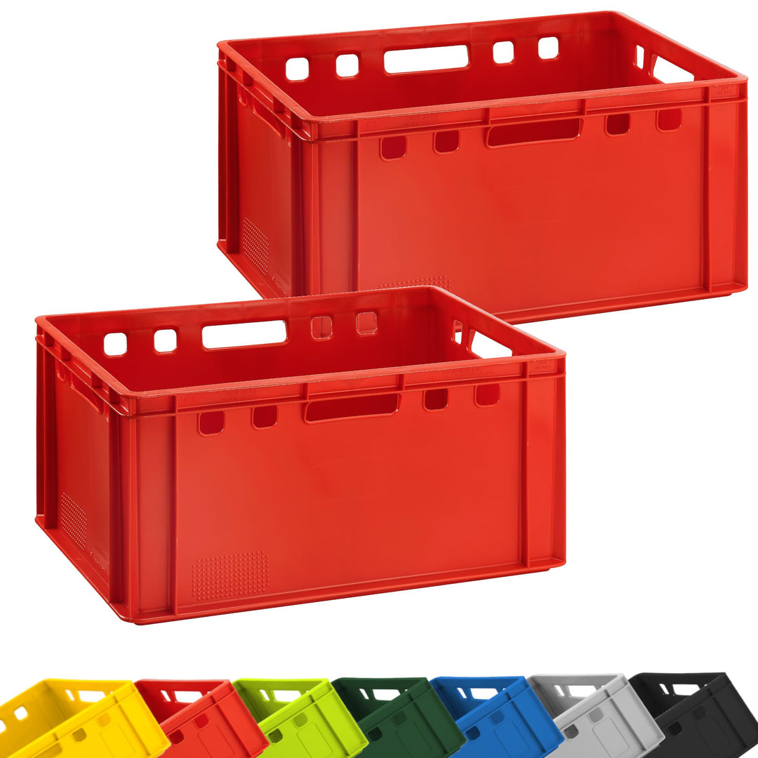 BURI 2x Fleischkiste E3 Fleischerkiste grosse Lagerkiste 60x40x30 cm lebensmittelecht robust, stapel