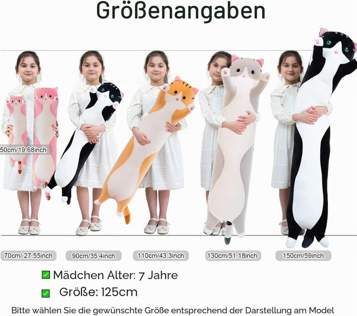Kekeso Stofftiere Katzen Kissen Lange Kätzchen Süsse Plüschtier Katze Kuscheltier Kawaii Plüsch Sofa