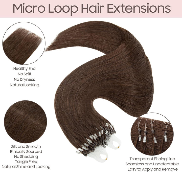 Echthaar Extensions Microring Extensions Echthaar 0,5g/Strähne 100 Strähnen/Packung Weich Haarverlän