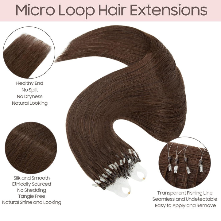 Echthaar Extensions Microring Extensions Echthaar 0,5g/Strähne 100 Strähnen/Packung Weich Haarverlän