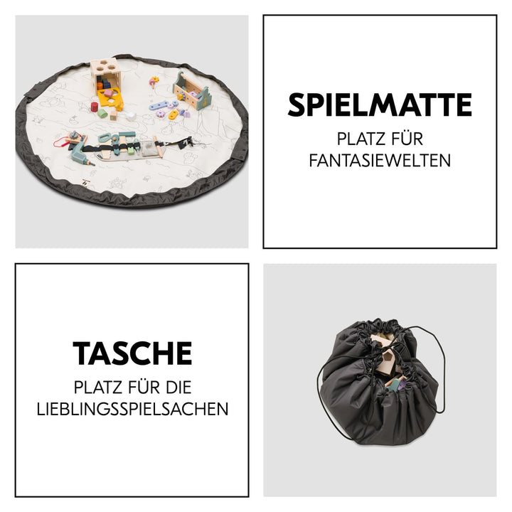 hauck Play N Tidy. Dark Grey – 2in1 Spielmatte & Aufbewahrungstasche für Babys & Kleinkinder, 120 cm