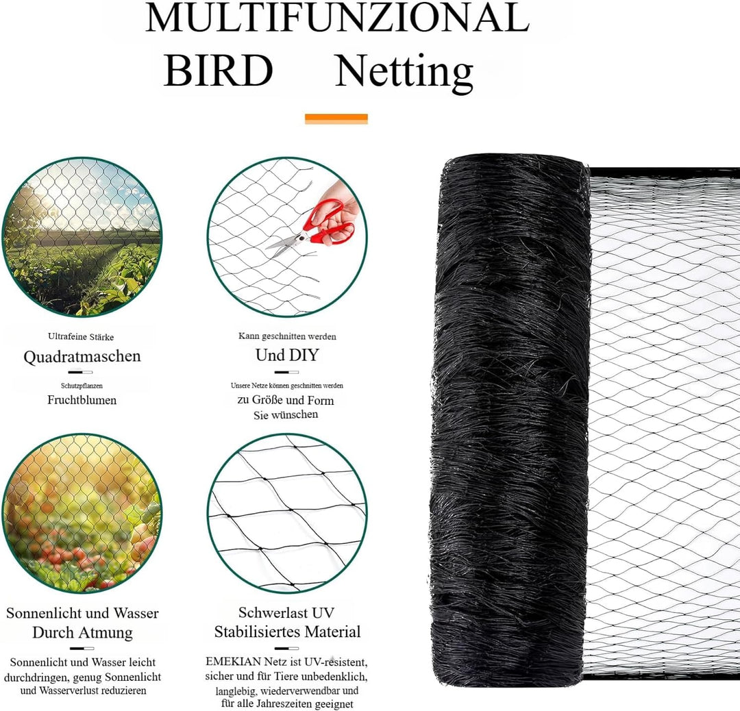 Teichnetz Feinmaschig Garden 15x15m Teichnetz Vogelschutznetz schwarz,robust, witterungs- & UV bestä