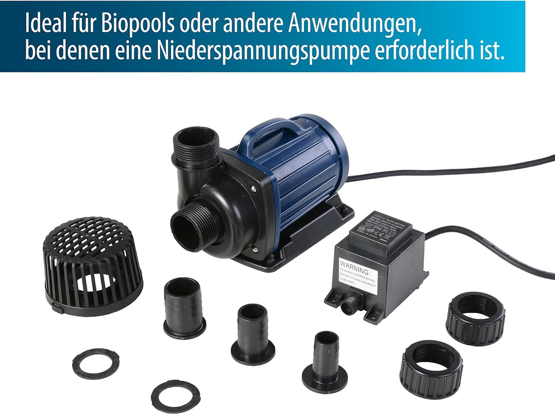 AquaForte DM 10.000 Niedervolt 12 Volt 85 Watt Teichpumpe, Fördermenge 10.000 Liter pro Stunde, Förd