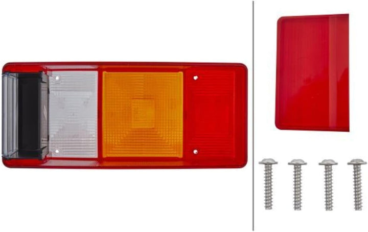 HELLA - Heckleuchte - Glühlampe - 12V - Anbau - Lichtscheibenfarbe: rot/gelb - Stecker: Flachstecker