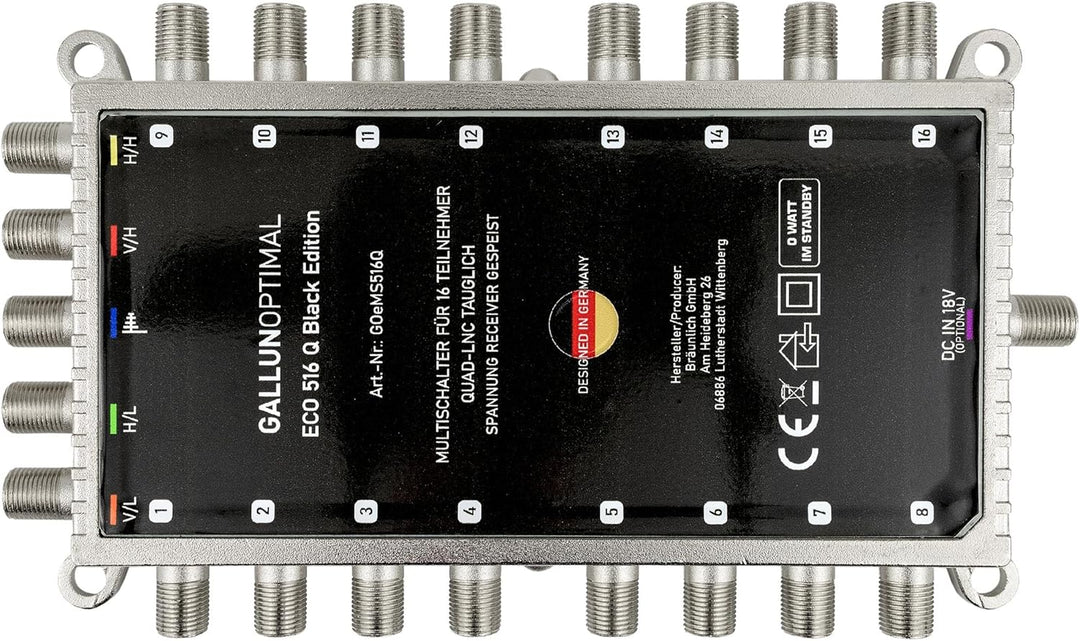 ECO Multischalter-SAT 5/16 für 16 Teilnehmer/Quattro & Quad-LNB fähig/Digital, HDTV, FullHD, 4K, UHD