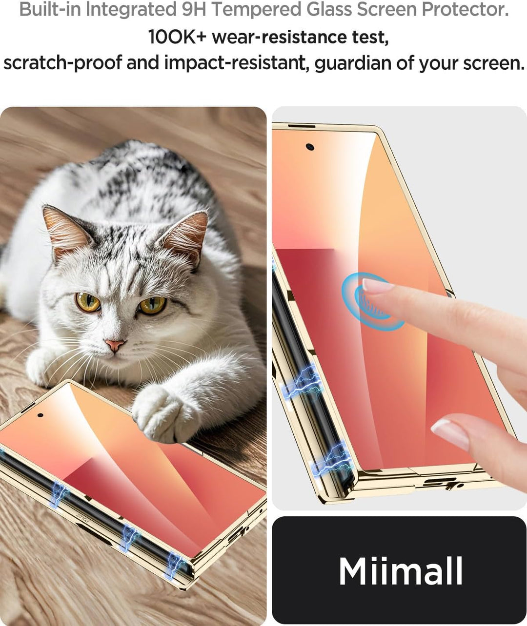 Miimall Lederhülle Kompatibel mit Samsung Galaxy Z Fold 7 Hülle mit Displayschutz+Scharnierschutz, S