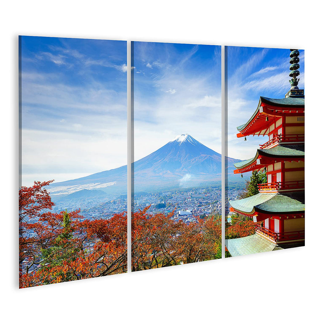islandburner Bild auf Leinwand Berg Fuji Mit Chureito Pagode Im Herbst Fujiyoshida Japan Bilder Wand